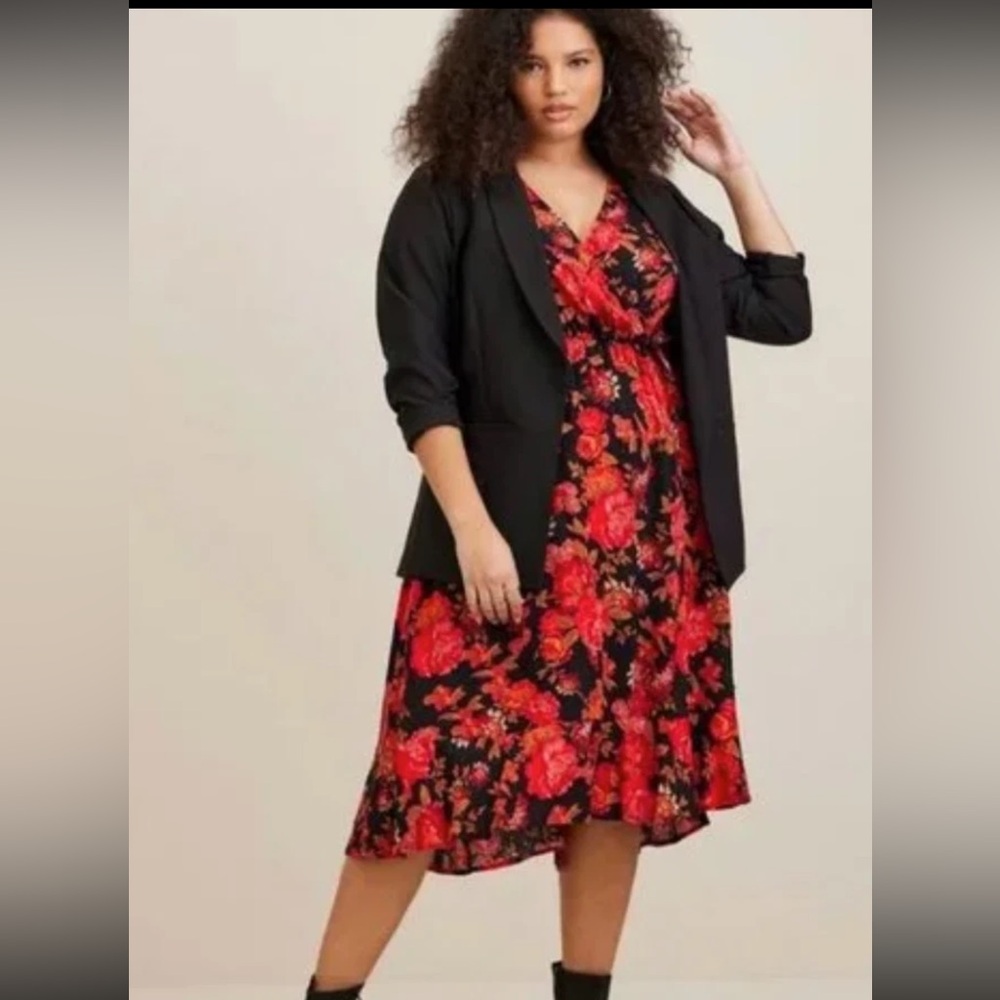 Torrid Black and Red Floral Maxi Dress